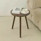 Round Side Table Small End Table for Living Room Modern Wood Accent Table Cof...