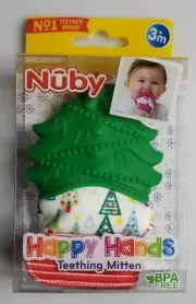 Nuby Happy Hands Teething Mitten Bpa Free Christmas tree