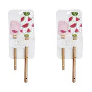2x LVD 2pc Silicone Wood Spatula Kitchen Baking/Cooking Utensil Set - Watermelon