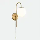 Modern Wall Light Fixtures Gold Wall Sconce with Pull Chain for Bedroom Bathroom