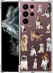 Glisten - Samsung Galaxy S22 Ultra 5G Case, S22 Ultra Clear Case - Dog Pattern Design Printed Slim Fit Flexible Clear Transparent Shockproof Designer Back Case/Cover for S22 Ultra 5G..