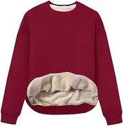 [Gihuo] Women's Winter Fleece Sherpa Lined Crewneck Pullover Sweatshirt