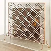 Fireplace Screen Guard,Protection FireGuard Screen Single Panel Metal Fireplace Screen, Outdoor Flat Guard Fire Place Screen with Metal Mesh for Child