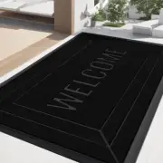 Front Door Mat Outside/Indoor Entrance - 17x29.5 inch 17"x29.5" Black-welcome