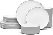 [Noritake] ColorTex Stone Grey 12-Piece Dinnerware Set, Service for 4
