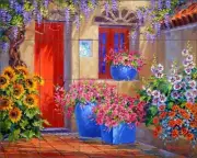Floral Tile Backsplash Mikki Senkarik Villa Art Ceramic Mural MSA277