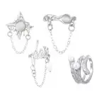 4Pcs Fashionable Pearls Lava Moonstone Ring Unique Textured Jewelry Accessories