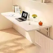Wall Mounted Folding Table, Wall Mounted Kitchen Table Folding Wall Table Floating Desk Space Saving for Dining Room Study Kitchen Offices Bedrooms Laundry Room(White,120x30cm)