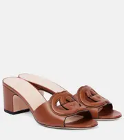 [Gucci] Gucci Interlocking G leather mules AU 9.5 brown