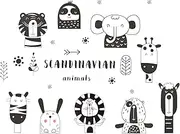 Maydahui Safari Jungle Animal Wall Decals Scandinavian Style Woodland Black White Animal Wall Sticker(55x30 Inch) Peel Stick Removable Art Decal Decor for Baby Kids Bedroom Nursery Changing Table