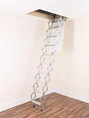 ALUFIX Aluminium 11-Tread Concertina Loft Ladders - Ideal for tiny attic spaces, Easy DIY Fit - 2.73m-3.0m (9.0ft-9.8ft)