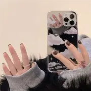 Cloud Mirrored Phone Case - iPhone 13 Pro Max / 13 Pro / 13 / 13 mini / 12 Pro Max / 12 Pro / 12 / 12 mini / 11 Pro Max / 11 Pro / 11 / SE / XS Max / XS / XR / X / SE 2 / 8 / 8 Plus / 7 / 7 Plus White Cloud - Silver - iPhone 13 Pro