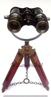 6" Antique Brass Binocular with Tripod Stand, Black Color, Cyber Monday Gift