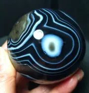 TOP 445G Natural Polished Banded Agate Crystal Sphere Ball Healing WD771
