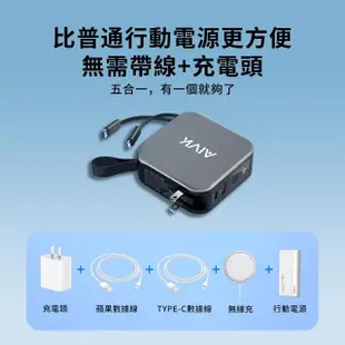 【AIVK】五合一雙孔快充萬用行動電源 10000mAh 20W 移動電源 無線充 旅行充電器