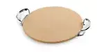 16.7 Inch Beige Cordierite Pizza Stone for Thin Crust with Carry Rack