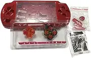 New Replacement Sony PSP 2000 Console Full Housing Shell Cover with Buttons Set -Red.