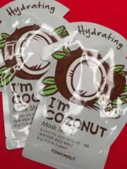 2x TONY MOLY I Am Sheet Mask Coconut, 2 TonyMoly Hydrating Masks Total FREE SHIP