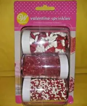 Wilton Valentine Red and White Sprinkles Assorted Set of 3 Shakers