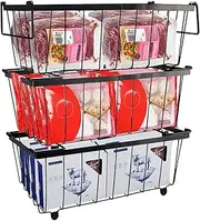 Longzhuo Fridge Organizer and Freezer Storage Bins - Refrigerator Organizers and Storage Containers for 5-7 Cu.FT Deep Freezer, Stackable & Durable Kitchen Organizer (Black, 3)