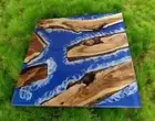 30" Blue Wave Epoxy Resin Coffee Table Square Wooden Live Edge Home & Garden Dec