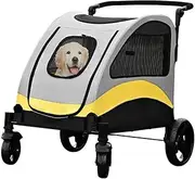 Pet pram Stroller for Medium and Large Dogs,Large Dog Buggy Carrier with Universal Wheels and Brakes,Doggy Pushchair with Foldable armrest,Outdoor Foldable Dog Travel Carriage