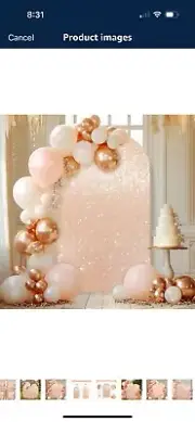 Sparkly Rose Gold 6 X 2.6 Arch Backdrop Cover for Wedding, Sequin & Spandex Arch