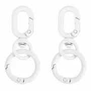 2.2" Swivel Snap Hooks with Key Rings, 2Pcs Oval Clasp Clip, White