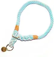 Glow Pups Rope Dog Collar, Ombre Slip Collar for Training, Durable Twisted Rope Construction, Adjustable Fit for Medium Dogs, Lightweight, Light Blue (Medium)