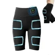 Ems Muscle Stimulator Massage Pants, Intelligent Slimming Yoga Shorts, Usb Charged black L