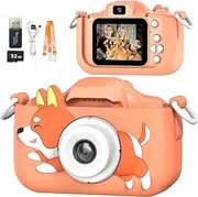 ZONEY Kids Camera Toys for Boys Toddler Digital Camera for Ages 3-12 Boys Girls Childrens Christmas Birthday Gifts Selfie HD Video Camera for 3 4 5 6 7 8 9 Years Old Boys Girls Toys Gifts (Orange)