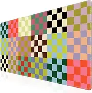 iCasso Checkered Desk Mat, Cute XXL Large Mouse Pad for Desk, Anti-Slip Big Mousepad with Stitched Edges, Keyboard Mat for Computer Desktop (Retro Checkered)