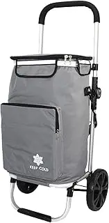 Foldable Shopping Trolley Aluminium Grocery Foldable Shopping Cart Luggage with Wheels Light Frame (Grey)