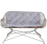 Outdoor Park Bench 51.1-inch Vintage Art Iron Stool, Outdoor Balcony Leisure Chair with Cushion and Backrest, Silver for 2 People Patio Garden Bench