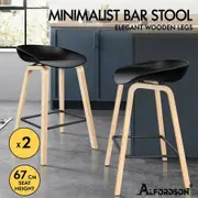 ALFORDSON 2x Kitchen Bar Stools Bar Stool Counter Wooden Chairs Black Wade