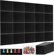 Reginary 14 Pcs Felt Cork Board Tiles 12" x 12" x 1/2" Thick Cork Bulletin Board Self Adhesive Square Felt Cork Board with 200 Push Pins Picture Corkboards for Wall Home Classroom Office Decoration
