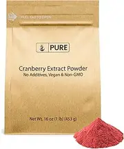 100% Pure Cranberry Extract Powder, 1 lb, ¼ TSP Serving, Non-GMO, Gluten-Free, Dairy-Free, Soy Free, No Fillers, Made in USA, No Additives, Eco-Friendly Packaging