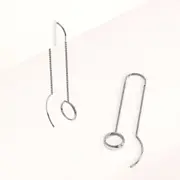 Solid 925 Sterling Silver Intertwined Circles Wire Threader Earrings