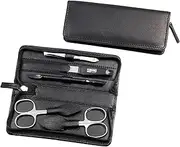 Sonnenschein by Hans Kniebes Manicure Set, 5 Pieces, Nail Scissors, Cuticle Scissors, Nail File, Tweezers, Manicure Hoof Stick, Stainless Steel, Nail Care Set, Nappa Lambskin Leather Manicure Case,
