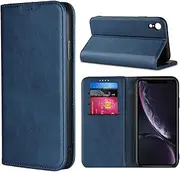 Cavor for iPhone XR Case,Cowhide Pattern PU Leather Book Wallet Magnetic Kickstand Flip Cover Phone Cases with Card Slots(6.1")-Navy Blue