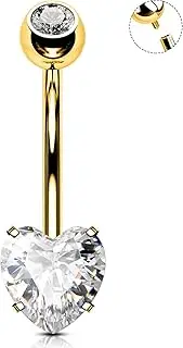 [OUFER] 14G Titanium Belly Button Piercing 8/10/12/14/16 mm Gold Belly Button Piercing Jewellery Titanium Belly Button Ring for Women Heart Piercing Belly Button Piercing Belly Button Piercing