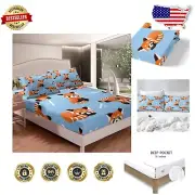 Adorable Red Panda Fitted Sheet Set with 2 Pillowcases - Full Size Anime Bedding