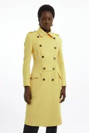 Petite Premium Italian Manteco Wool Military Midi Coat