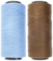 2 Knot It Waxed Polyester Cord 1mm Diameter 144M Spools (Cornflower Blue, Tawny)