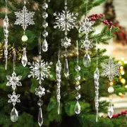 Crystal Christmas Ornaments for Tree Decoration-Hanging Acrylic Snowflake Icicle