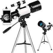 Ultra Hd, Astronomical Telescope for &Adults &Beginners,Refractor Telescope for Astronomy 70Mm Aperture 300Mm with Adjustable Tripod and Phone Adapter Portable Telescope Double The Comfort