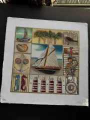 REDUCED AGAIN!! Lani - Large Sailing Collage Hand Painted Needlepoint Canvas