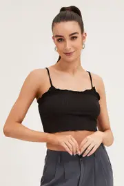 Black Singlet Top Seamless - Size XS, Women's Singlet