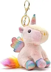 [Ruzucoda] Plush Unicorn Keychain Stuffed Animals Key Chains Backpack Ornaments Pendant Key Ring Pink, Pink, Small