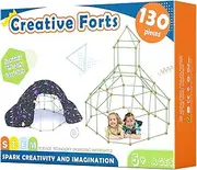 Tiny Land Kids-Fort-Building-Kits-130 Pieces-Creative Fort Toy for 5,6,7 Years Old Boy & Girls- Learning Toys DIY Building Castles Tunnels Play Tent Rocket Tower Indoor & Outdoor